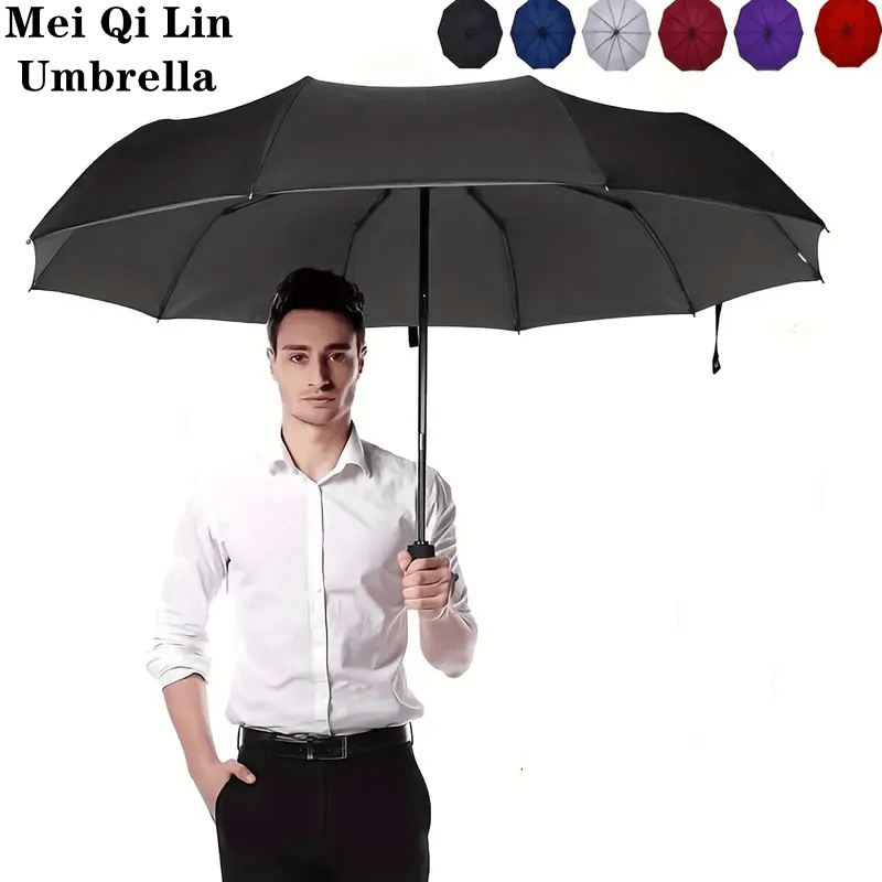 Windproof Automatic Oversized Folding Umbrella – 10-Rib Strong Frame, Sun Protection, Professional Unisex Business & Golf Umbrella