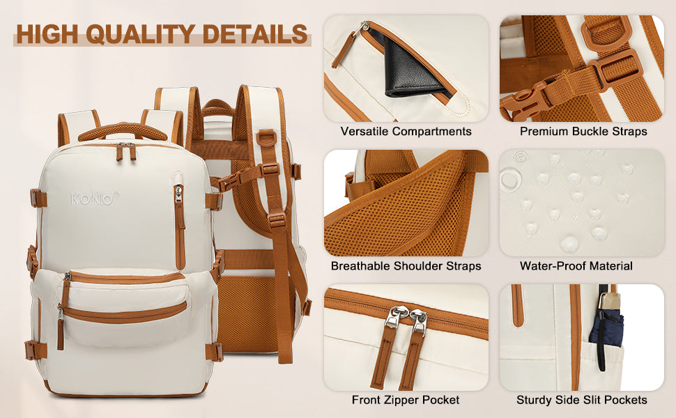 2-in-1 Travel Backpack with USB Port & Detachable Waist Bag - Laptop Rucksack for Men/Women, School & Weekender Daypack