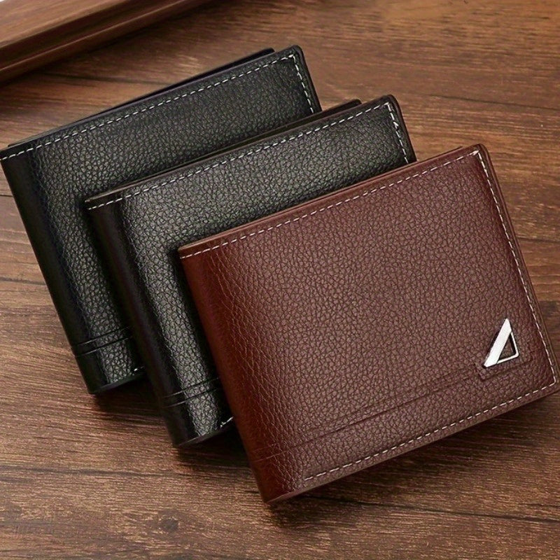 Men's Slim PU Leather Wallet - Large Capacity Multi-Card Holder with Cash Pocket, ID Window & Coin Compartment - Business Bi-Fold Wallet for Credit Cards, Travel - Dark Grey - Ideal Gift for Dad, Husband, Professionals, Walle
