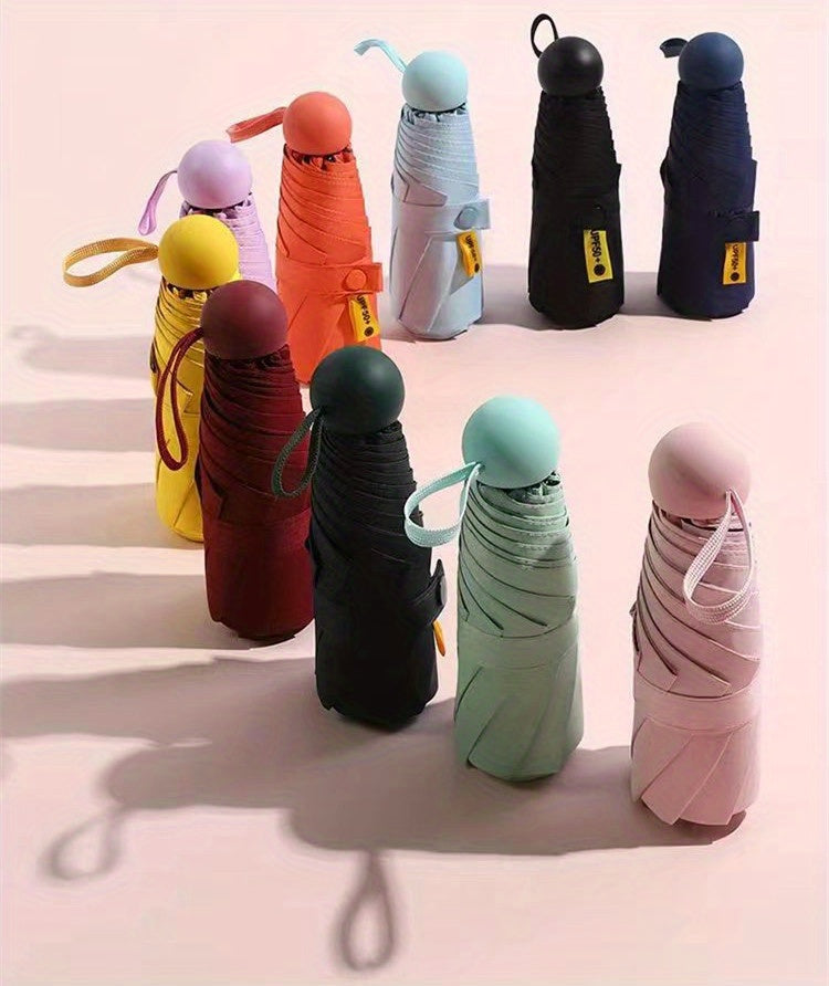 Thickened 5-Fold Mini Umbrella – Windproof, Ultra-Light, Compact Capsule Design, 6-Rib Manual Open with Rubber Handle, Stylish Portable Umbrella for Men, Women & Kids