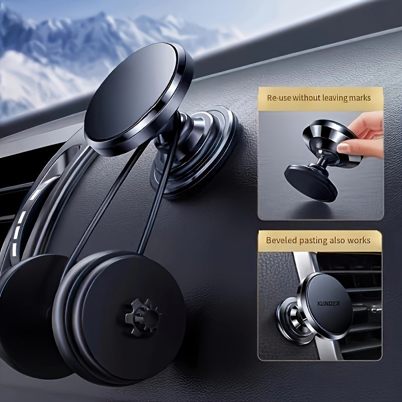 360° Rotatable Magnetic Car Phone Mount - Universal Dashboard Cell Phone Holder, Aluminum Alloy, Secure & Easy Installation