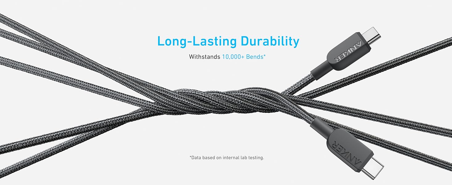 Anker USB C Cable, 6 ft 2-in-1 Type C Cable, 140W Max Fast Charging for iPhone 17/16/15, iPad Pro, Samsung Galaxy, MacBook Pro, and More USB 2.0, Braided, Black