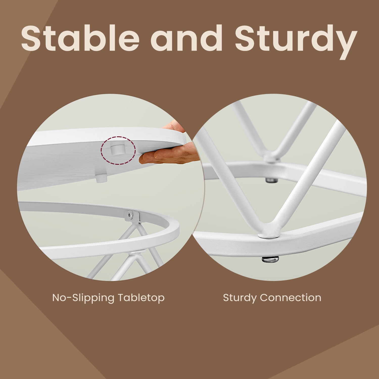 Small Round Coffee Table Set of 2, with Steel Frame, for Living Room, Bedroom, Office