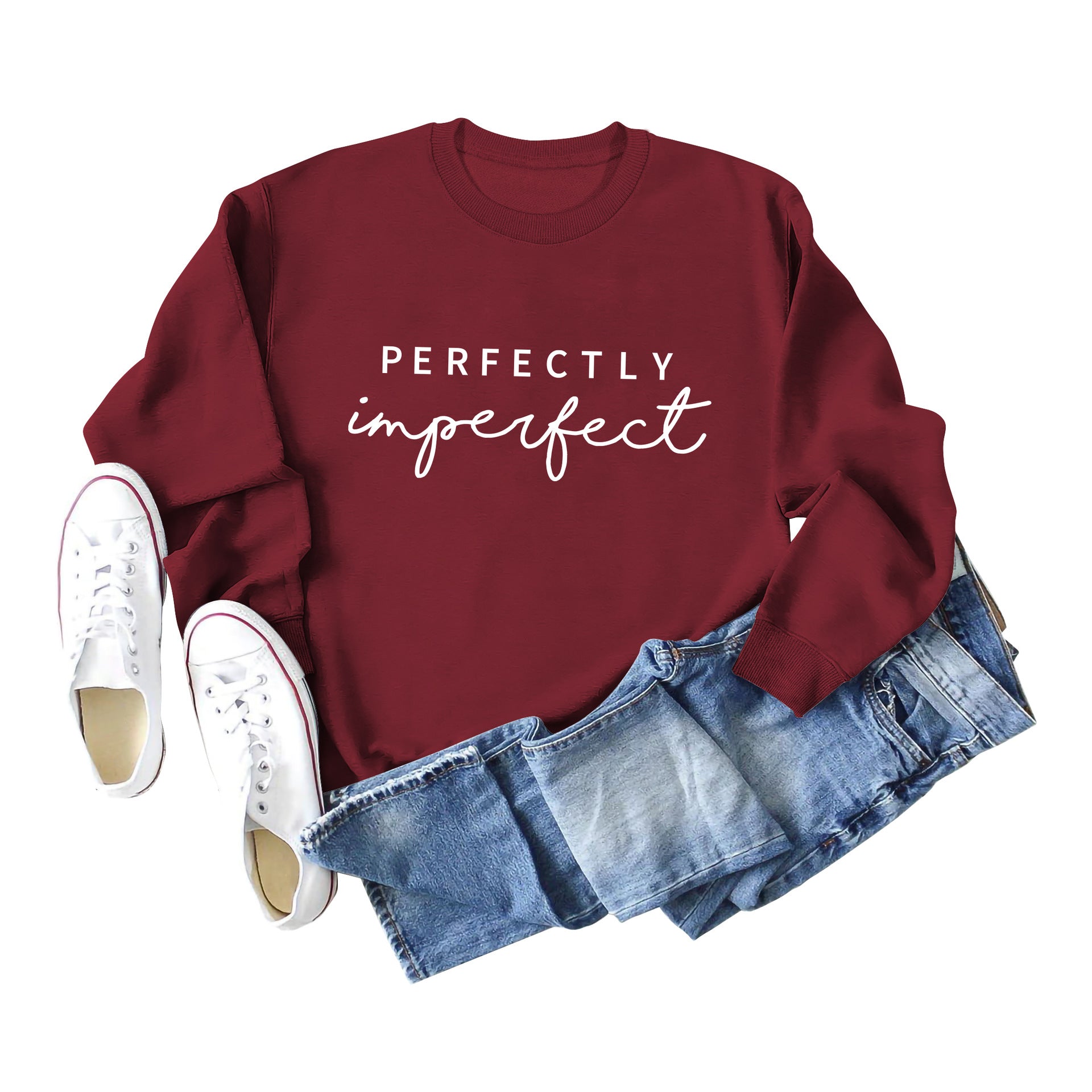 PERFECTLY Imperfect Simple Round Neck Women's Long Sleeve Sweater