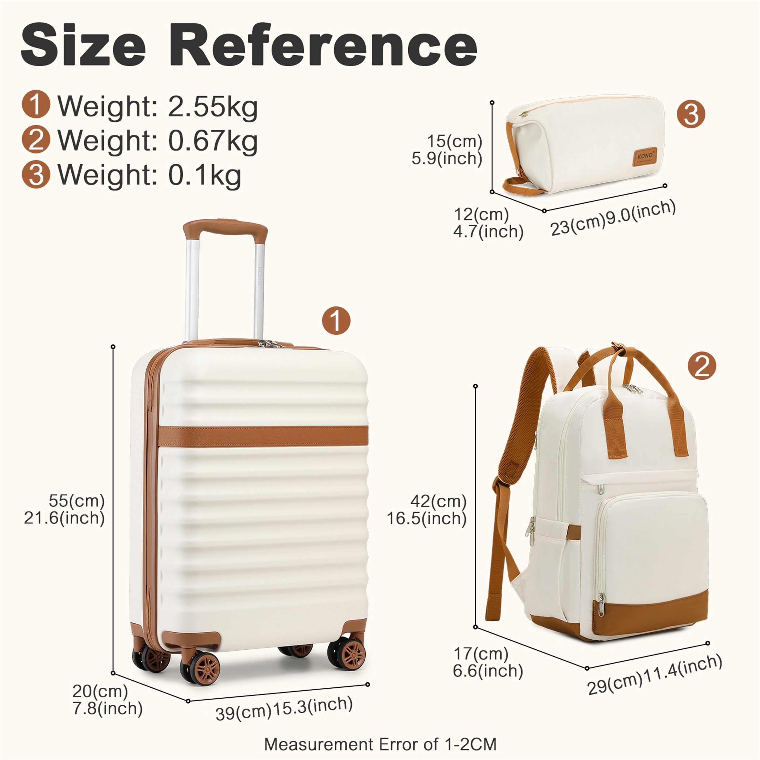 3-Piece Travel Suitcase Set: 20-Inch Stylish Hard Shell ABS+PC Cabin Suitcase, Plus a Multi-Compartment Backpack with a Small Pouch - Ideal for Trendy and Organized Travelers