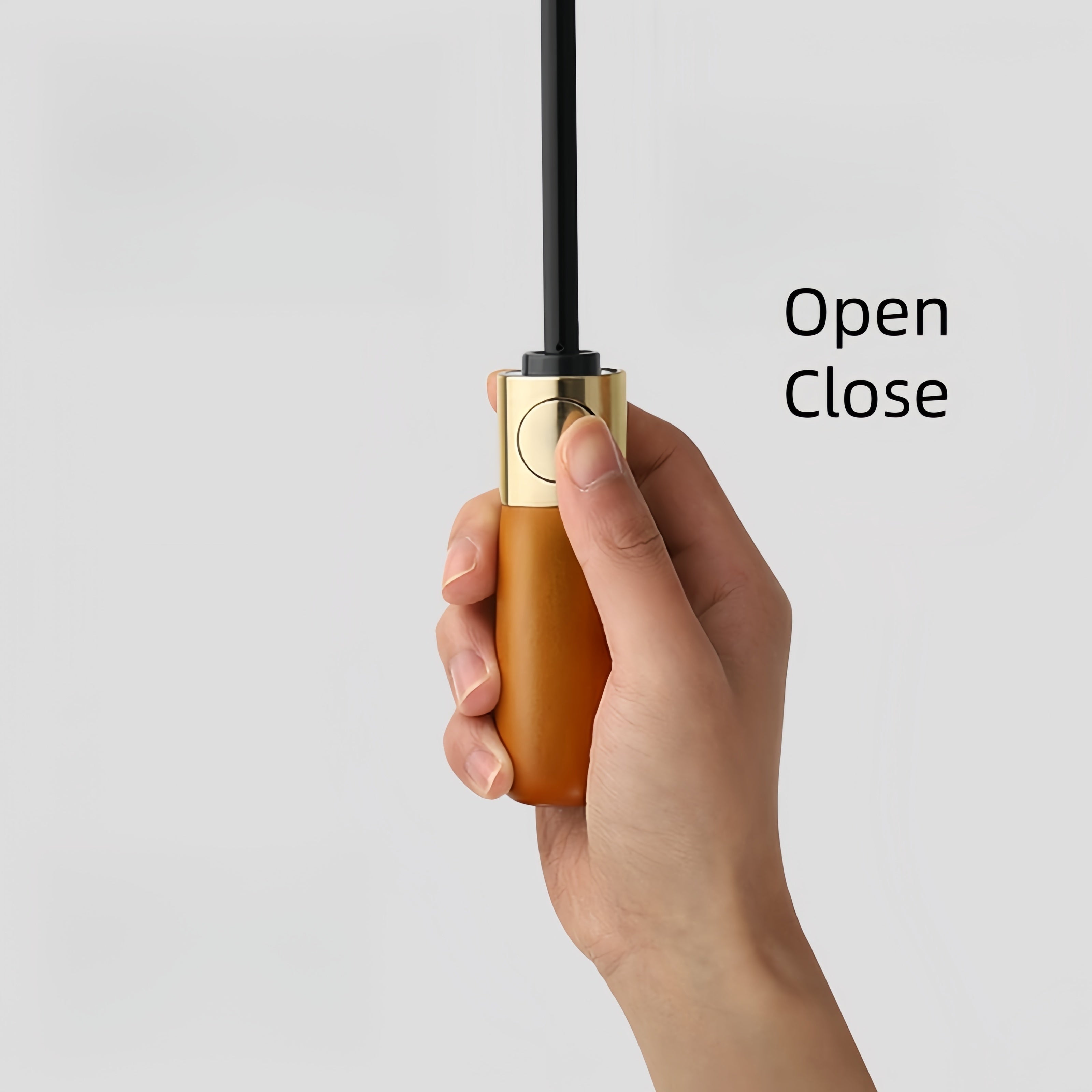 Business Premium Auto Open/Close 2-Person Umbrella – Large Windproof Double Fiberglass Frame, Wooden Handle, UPF 50+ Folding Travel Umbrella for Men & Women