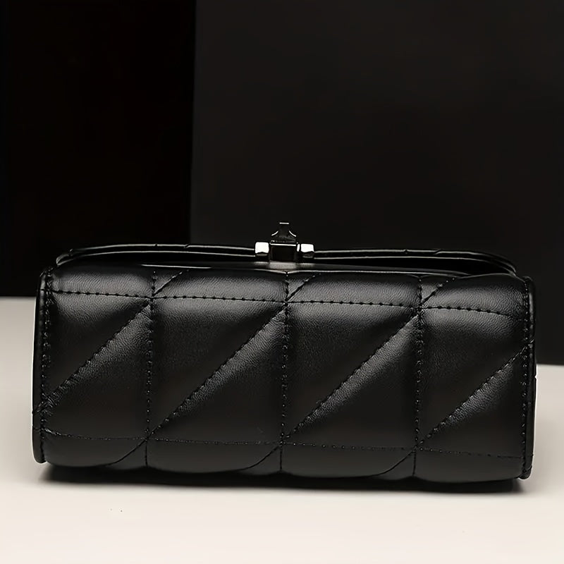 Stylish Chain Crossbody Bag – Argyle Quilted Shoulder Bag, Classic Small Handbag & Purse for Women