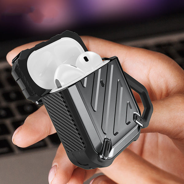 SUPCASE AirPods Case: Portable Shockproof AirPods Protector, Durable AirPods Case [Unicorn Beetle Pro] Front LED Visible with Carabiner, 2021 Version.