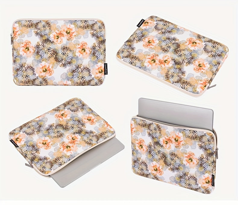 Shockproof Laptop Case Notebook Bag with Floral Print - Durable, Zipper Closure, Compatible with MagicBook SurfaceBook, Casual Style