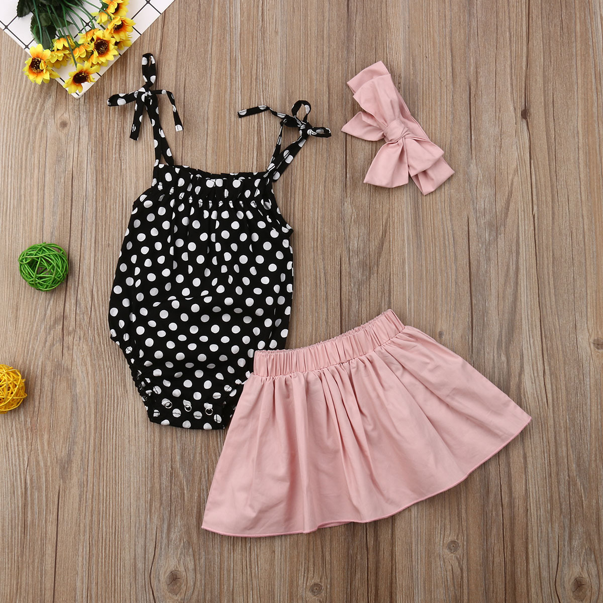 Emmababy Fun Newborn Baby Girls Off-Shoulder Infant Clothing Sets: 2019 New Top, Short Skirts Outfits, 3pcs Children Clothing Set