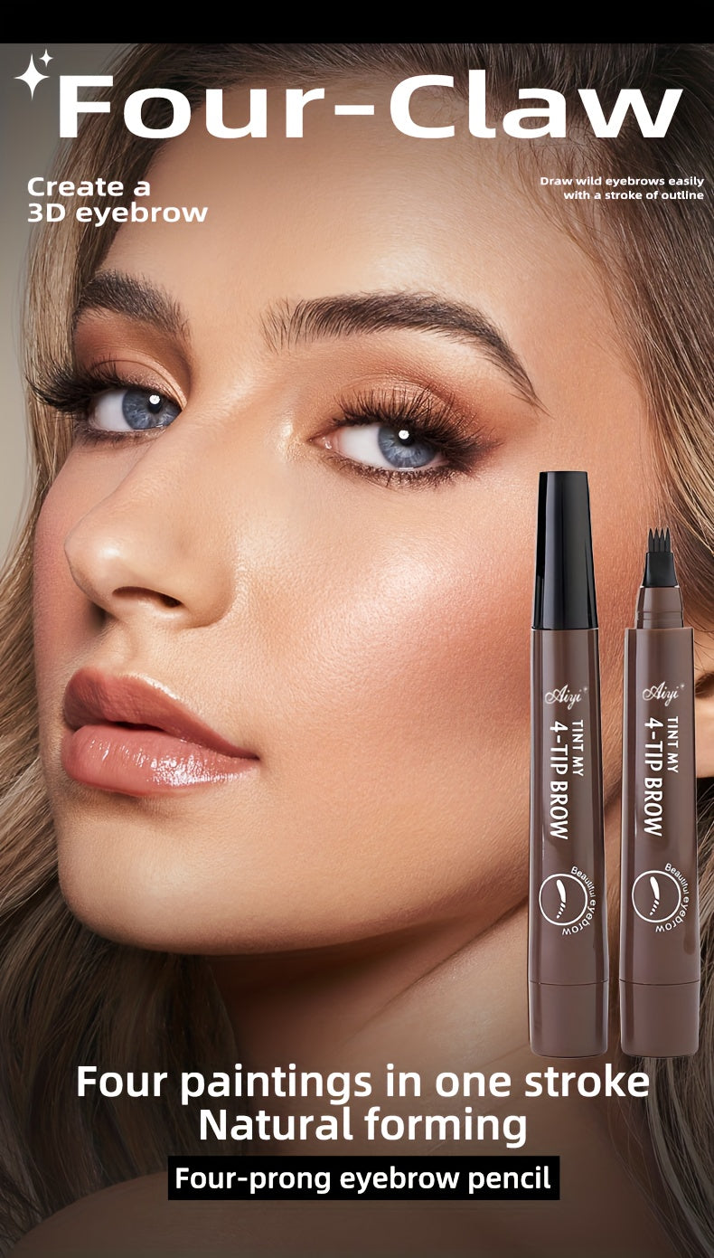 6-Pack Makeup Artist Special One-Stroke Shaped Simulation Eyebrow Feeling Ultra-Thin Four-Pronged Eyebrow Pen Waterproof and Anti-Scratch No Bleeding Natural Three-Dimensional Eyebrow Pen Natural and Vivid Roots Clear Not Rem