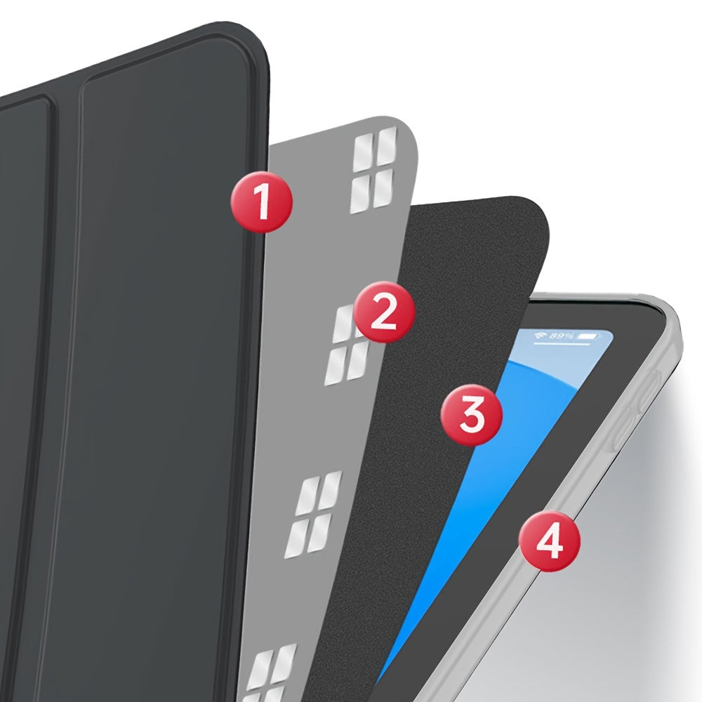 Foldable Lightweight Hard Shell Case for iPad Air 1-9, for iPad 5th-11, for iPad Mini 5-4, Artificial Leather with Adjustable Stand - Protective Cover for 26.67cm to 27.69cm Models