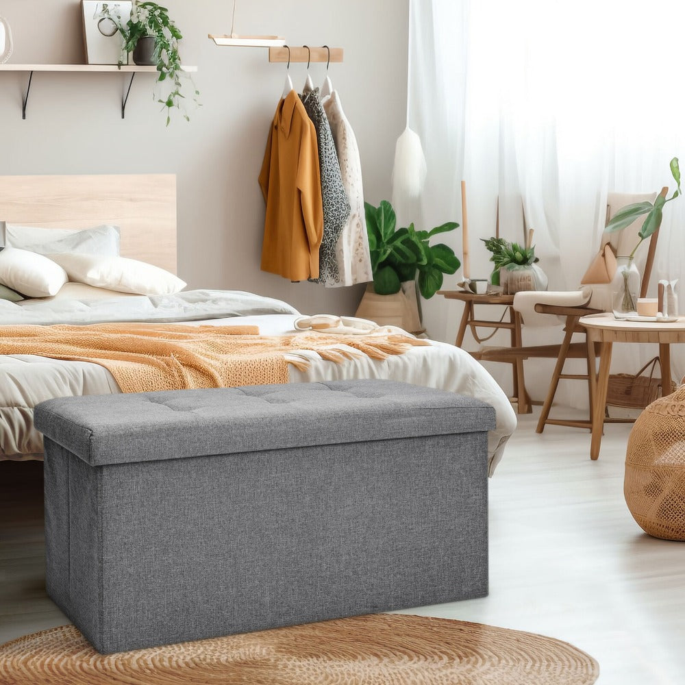 Stylish Folding Ottoman Bench - Multi-Use Storage with Lid, Great for Shoes and Accessories