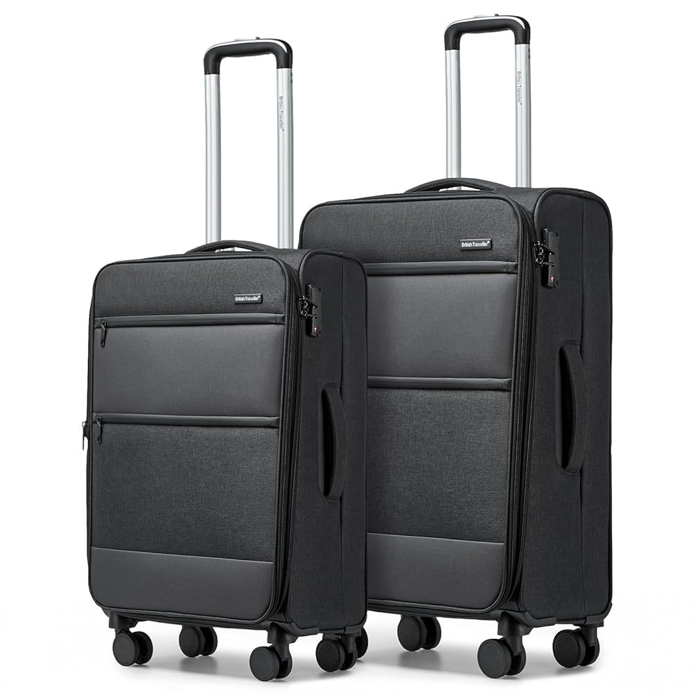British Traveller Suitcase Lightweight Durable Check in Hold Luggage with TSA Lock And 4 Spinner Wheels Multiple Sizes to Choose From, Please Pay Attention to The Size