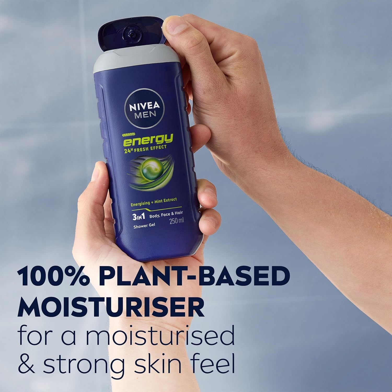 Nivea Men Energy 3-in-1 Shower Gel with Mint Extract, Body Face & Hair Wash, 250ml x 6 Pack