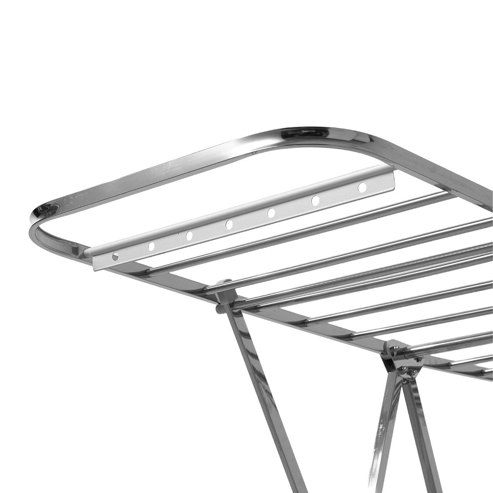 Staiinless Steel Folding Drying Rack, 2-Level Clothes Airer with Height Adjustable Wing, Freestanding Drying Rack for Clothes Socks Towels Shoes Quilts, Multifunctional Air Dryer, Foldable Wing Clothes Drying Rack, No Assembl