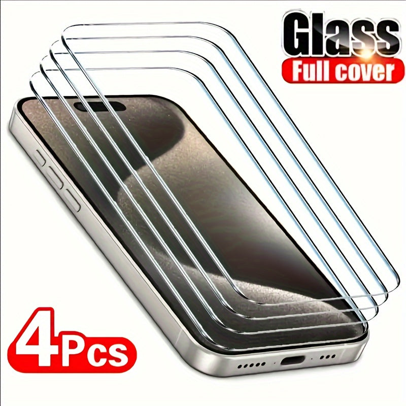 4-Pack HD Tempered Glass Screen Protection for iPhone 11 12 13 14 15 16 17 Pro 13 14 15 16 17 Pro Max 17 Air 16e 14 15 16 Plus Protective Glass Film