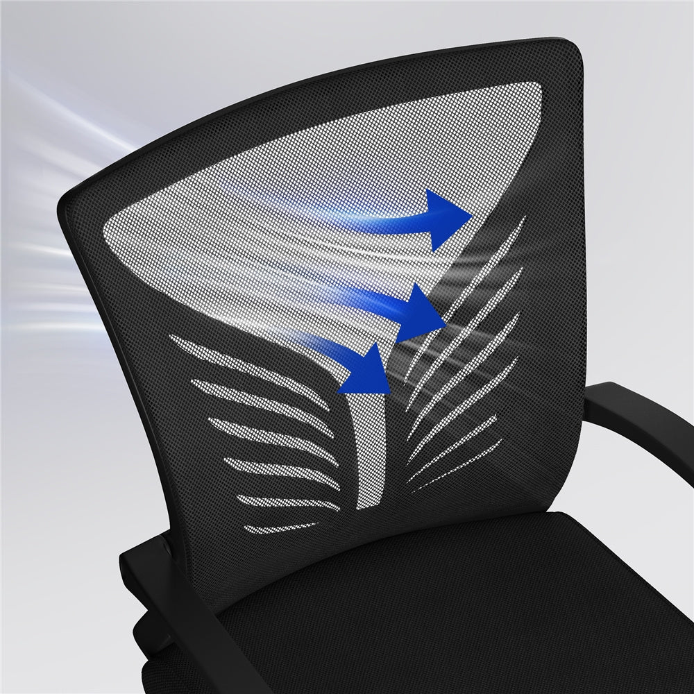 Costoffs Adjustable Ergonomic Office Chair with Mesh Backrest, Swivel Desk Chair with Armrests Comfy Computer Chair, Versatile Use Reclining Chairs for Meeting Rooms, Home Office, Black/White, 1 or 2 pcs