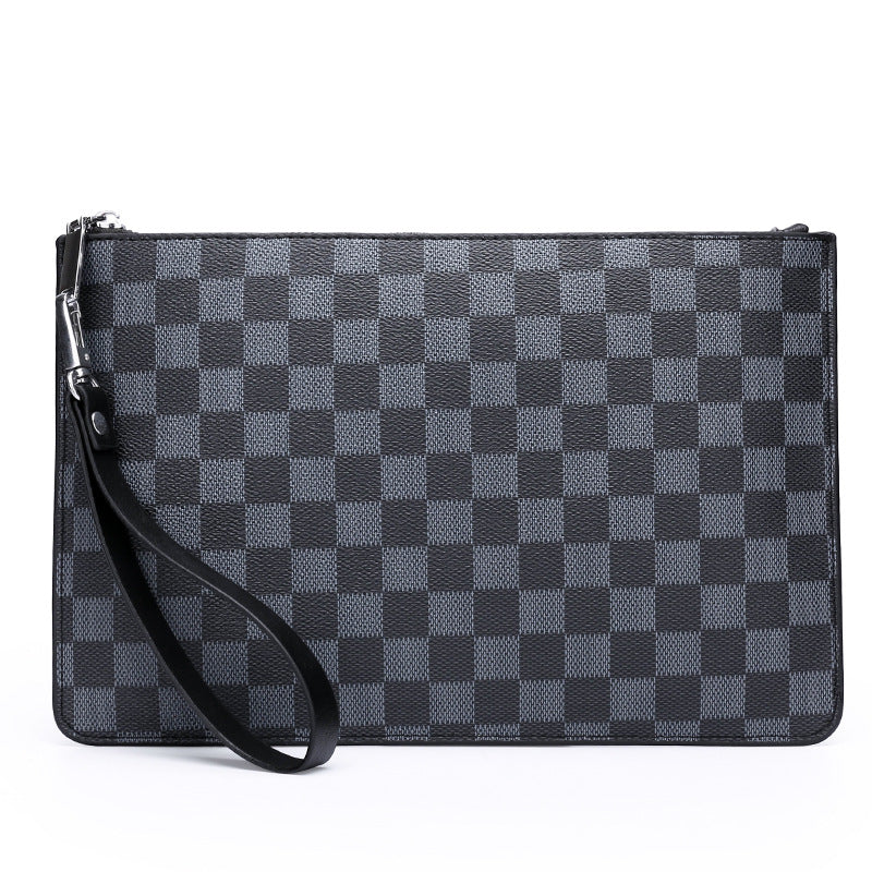 Men's Soft Pu Plaid Business Casual Clutch