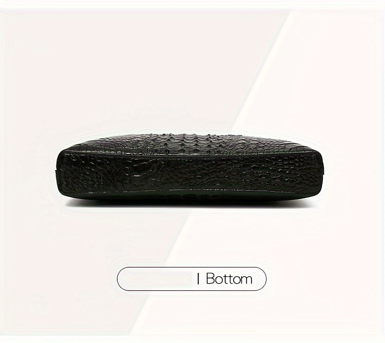 Men's Crocodile Pattern Briefcase - Stylish Business & Commuter Bag with Laptop Compartment, Adjustable Shoulder Strap, and Zipper Closure, Black, Laptop Carrying Case