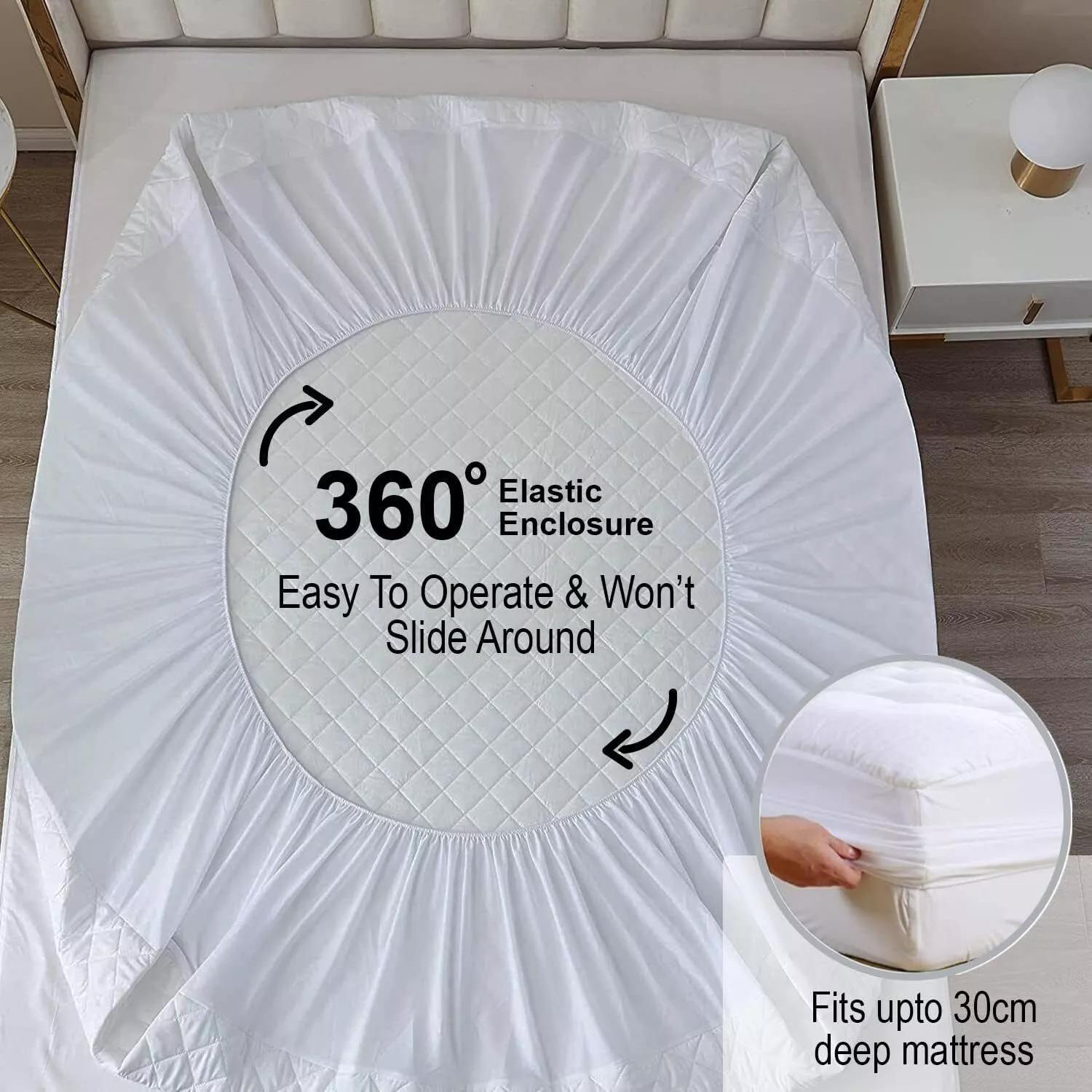 4B Extra Deep Quilted Waterproof Mattress Protector – 30cm Fitted Bed Cover, 5 Sizes (Single, 4FT, Double, King, Super King)