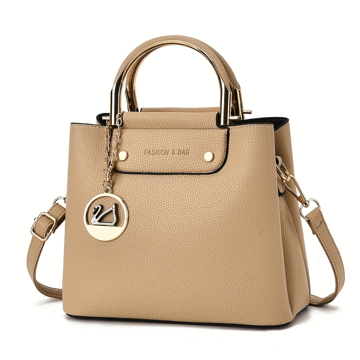 Women's  Handbag with -Tone Hardware & Detachable Strap - Elegant Beige/Coffee Brown/Tan/ Green/Pink/Black Crossbody Purse, -Tone Circle Logo Closure, Versatile Handheld or Shoulder for, Wedding, Everyday