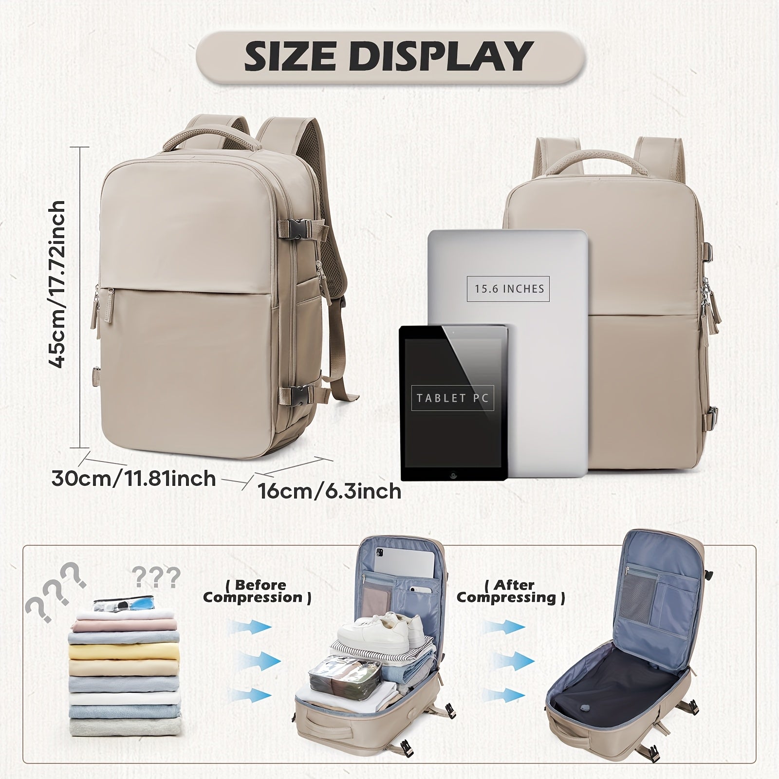 Lightweight Large Capacity Travel Vacuum Backpack - Durable Nylon Business & Vacation Bag with Multiple Compartments, Adjustable Shoulder Straps, and Secure Zippers for Men and Women, Business Travel Bag, Spacious Compartment