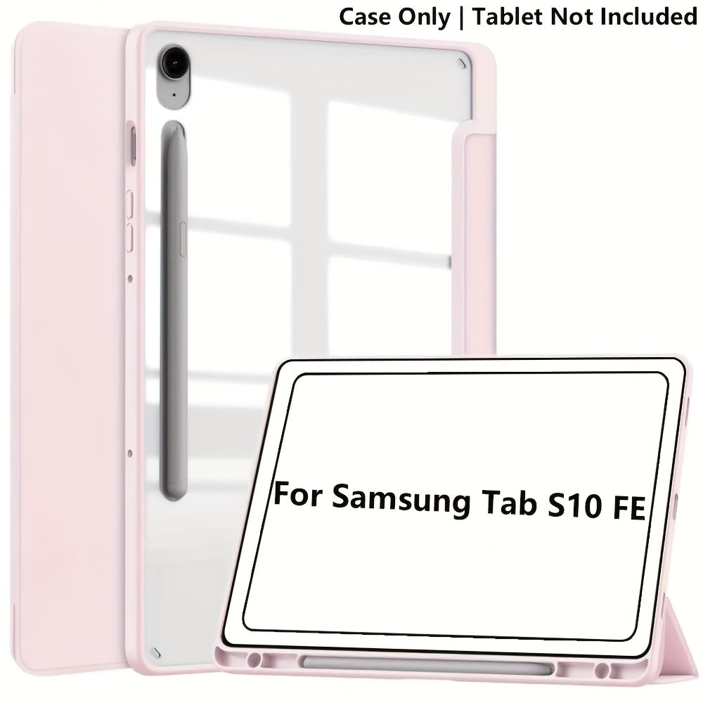 For Samsung for galaxy Tab S10 FE/S9 FE/S9 Case, Featuring a Clear Back Cover, Automatic Sleep/Wake Functionality, [Slim Protective Design] [Stand Capability] [Scratch