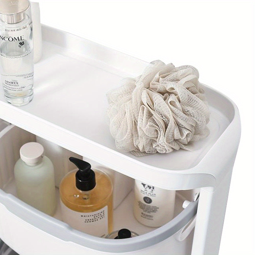 3 Story Bathroom Large Capacity Bathroom Bath Products Storage Rack, Bathroom Floor Standing Clothes Storage Basket, Household Bathroom Sundries and Small Items Storage Basket