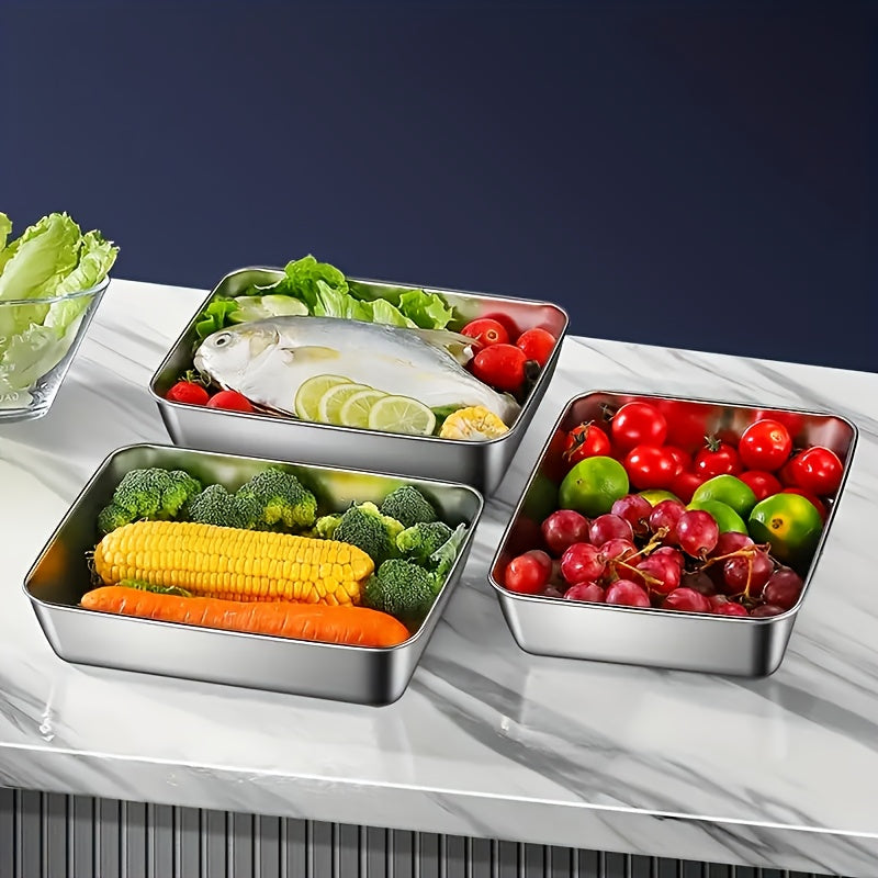 Stainless Steel Food Storage Containers Set of 5, Reusable, Square, Flip Top, Multipurpose, Dishwasher Safe, with No Electricity Needed, for Kitchen & Dining Organization