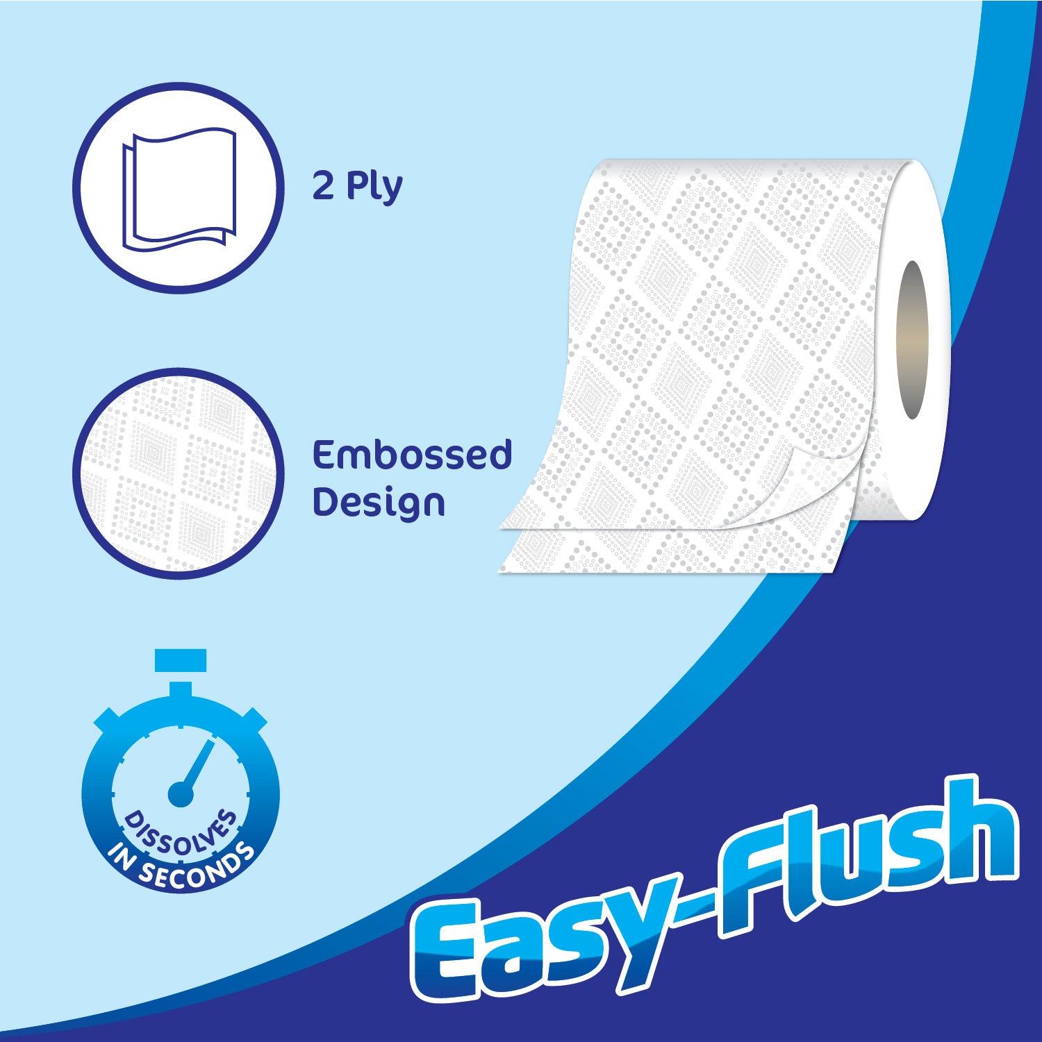 Toilet Tissue 40 Rolls Easy Flush Quilted. Quick Dissolving. Septic Tank Safe. Soft Embossed 2-Ply Toilet Paper. Bulk Pack