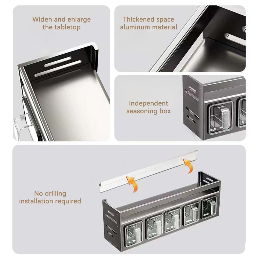 Multi-Functional Kitchen Spice Rack Storage Organizador for Cabinets Punch-free Wall Home Decor Countertop Home Decor