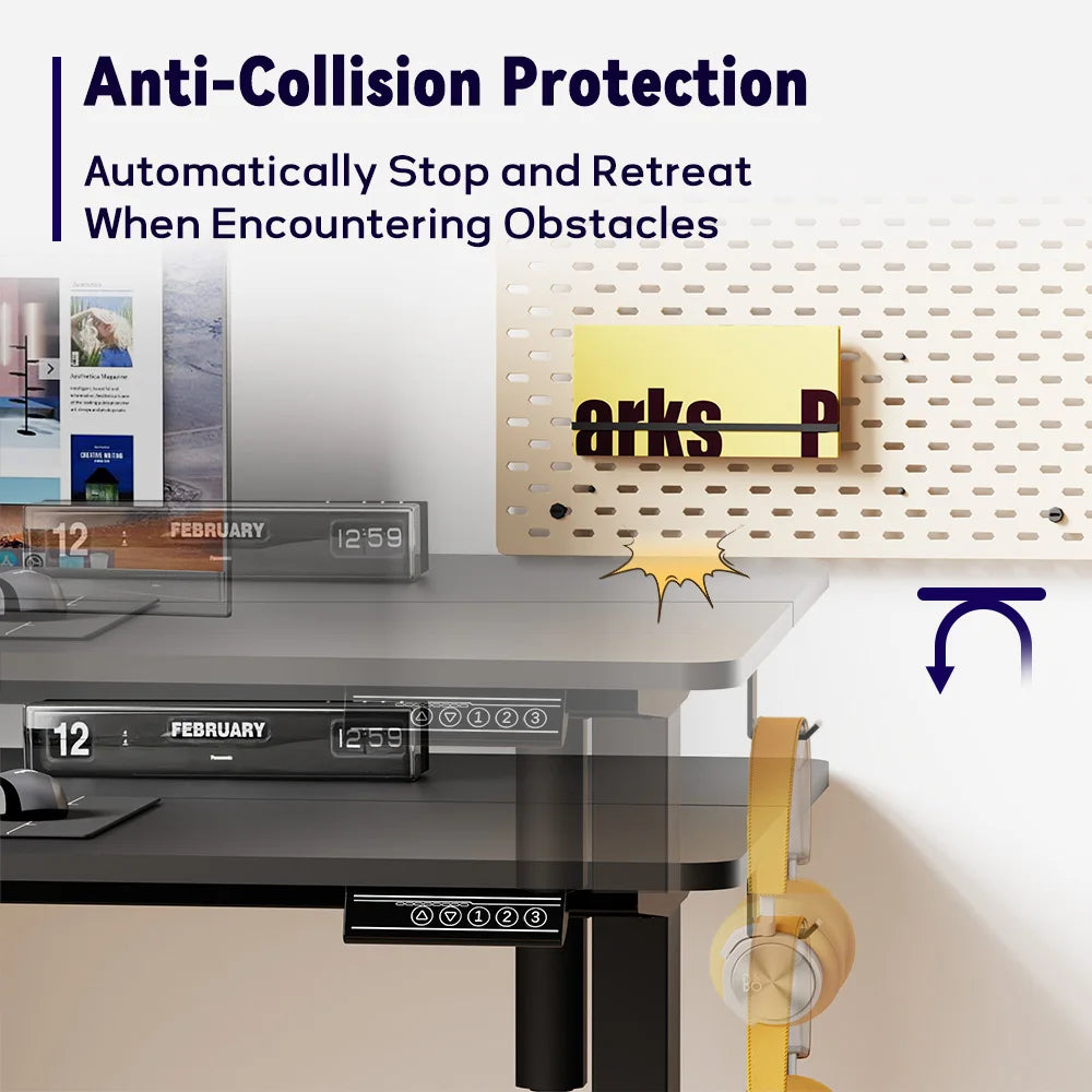 Electric Standing Desk, Sit Stand Table Height Adjustable Desk with Memory Smart Pannel for Home Office 120*60cm