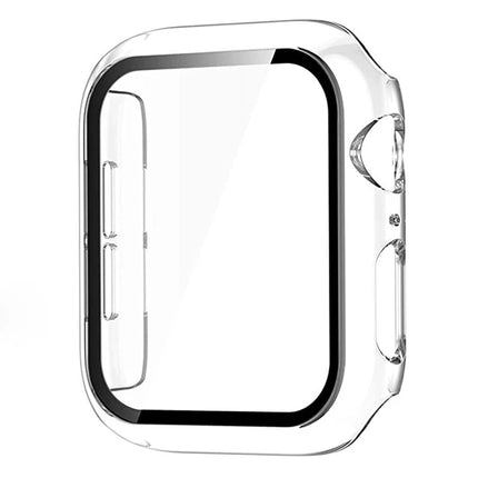 OKAYWOW Apple Watch tempered glass bumper case and screen protector for Series 9 to SE, fitting 38mm to 45mm models.