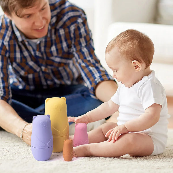 Montessori Nesting Dolls: Russian Matryoshka Educational Toy, Silicone Stacking Blocks with Dolls Inside