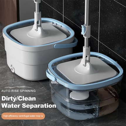 OKEYWOW 360 Spin Mop bucket with quick squeeze mechanism and absorbent household mop set for efficient floor cleaning