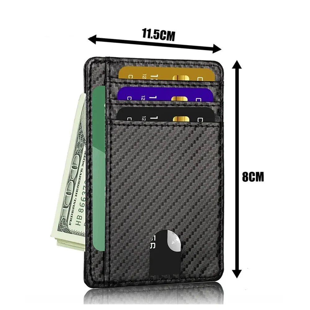 Men Anti-scan Leather Slim ID Credit Card Holder Thin RFID Blocking Small Wallet