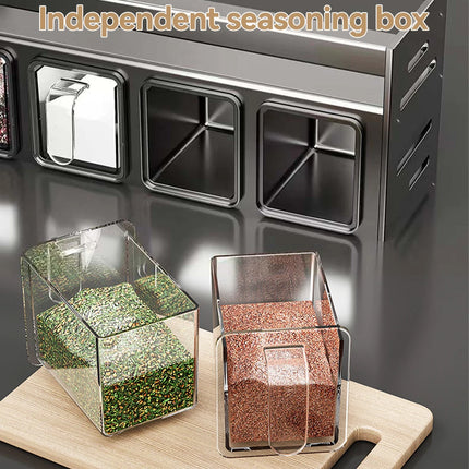 OKEYWOW kitchen spice rack storage organizer mounted on wall, punch-free design with multiple compartments for kitchen countertop use