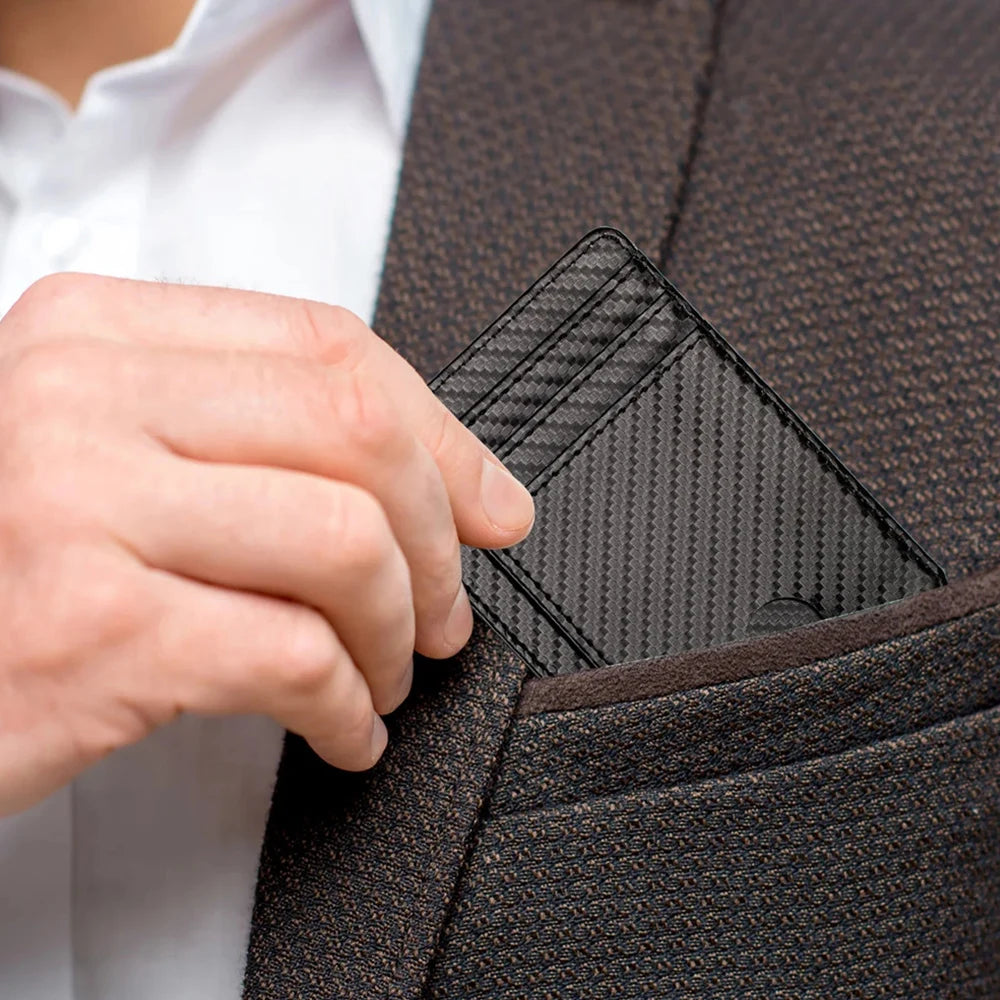 Men Anti-scan Leather Slim ID Credit Card Holder Thin RFID Blocking Small Wallet