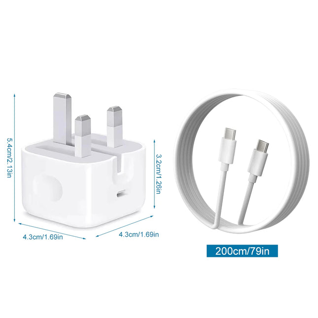 OKEYWOW 20W PD fast charger with USB-C cable and foldable adapter for iPhone 16/15, Xiaomi, Samsung, Huawei smartphones.