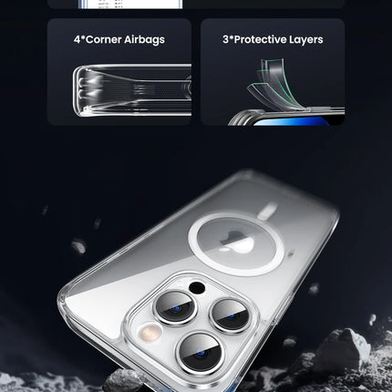 OkeyWOW magnetic shockproof TPU case for iPhone 16/16 Pro Max with MagSafe, black protective cover with textured surface