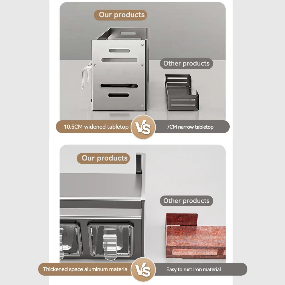 Multi-Functional Kitchen Spice Rack Storage Organizador for Cabinets Punch-free Wall Home Decor Countertop Home Decor