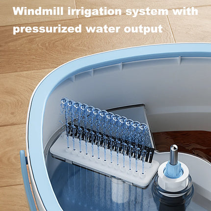 OKEYWOW 360 spin mop bucket with quick squeeze and water-absorbent household mop set for efficient floor cleaning.