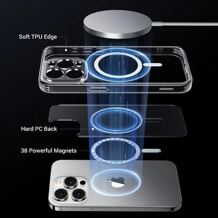 OkeyWOW iPhone 16/16 Pro Max UGREEN magnetic shockproof TPU case with MagSafe cover, showing the black protective phone case with magnetic feature.