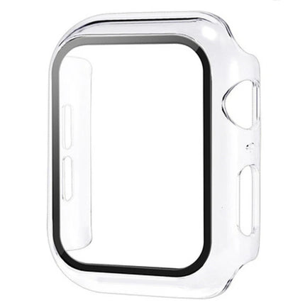 OKEYWOW Apple Watch tempered glass bumper case and screen protector for Series 9 to SE, fits 38mm to 45mm models.