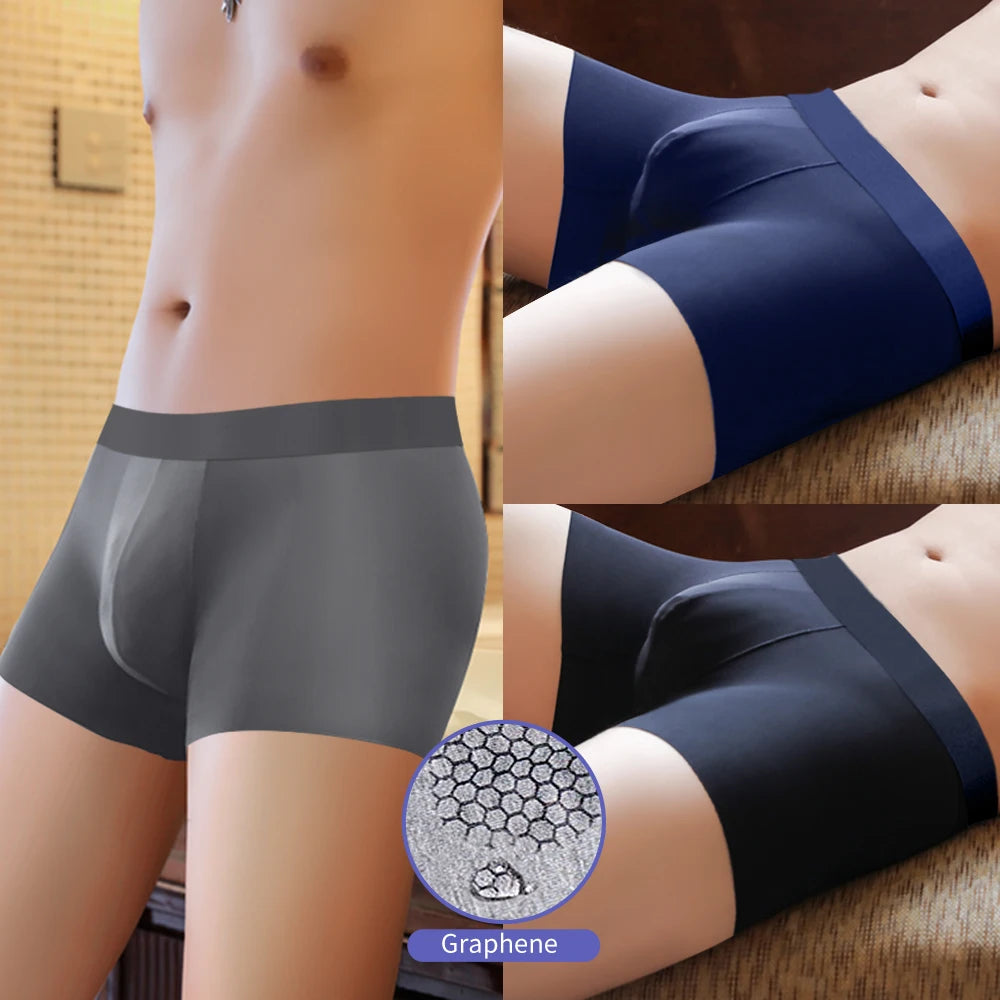 Brand Men's Underwear Graphene 3A Antibacterial Underpants Ice Silk Men Boxer Shorts Moisture Absorbent Elastic Male Pantie