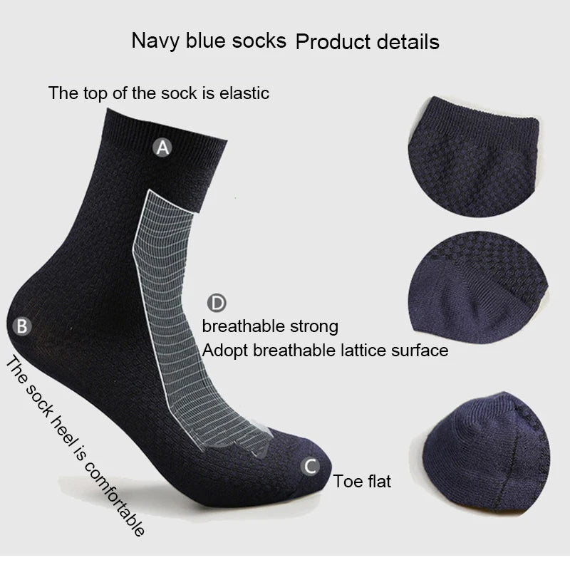 10 Pairs/Lot Men and Women Bamboo Fiber Socks: New Compression Autumn Long Black Business Casual Dress Socks. Ideal gift, plus size available (42-45).