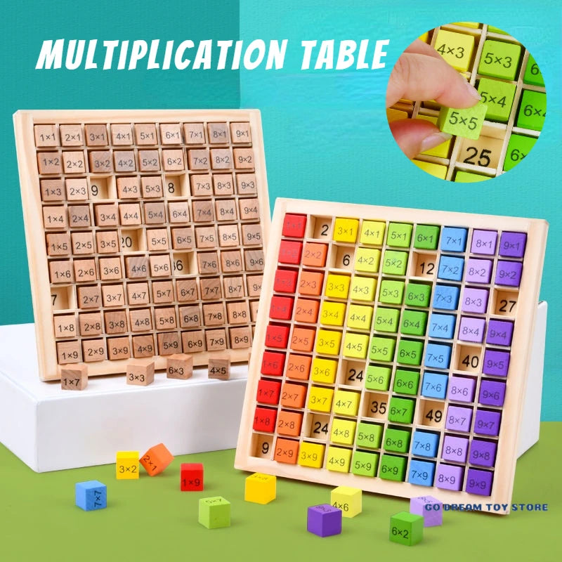 Montessori Educational Wooden Toy: 99 Multiplication Table for Children, Preschool Math Arithmetic Teaching Aid Gift