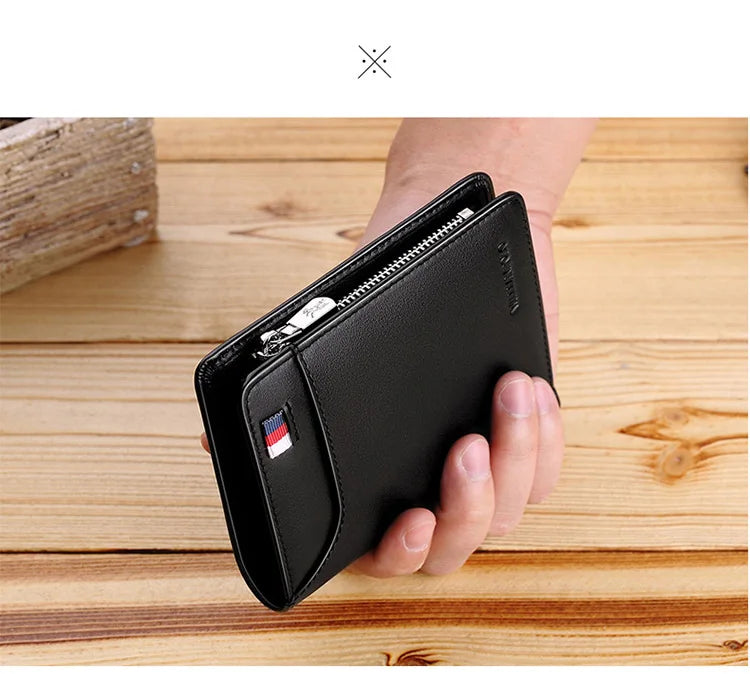 Genuine leather Wallet men's wallet business card holder business men's short Wallet Zipper Leather Wallet