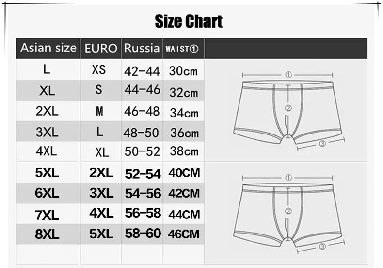 8XL Plus Banboo Fiber Men Underwear Male boxer  Solid Panties Shorts Men's  Underpants Breathable Intimate Man boxers 4pcs